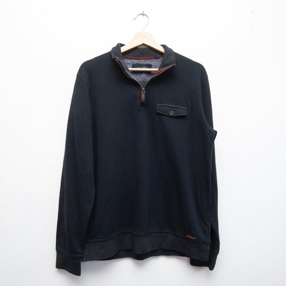 Ted Baker Quarter Zip Deep Navy Pullover - Picture 2 of 6